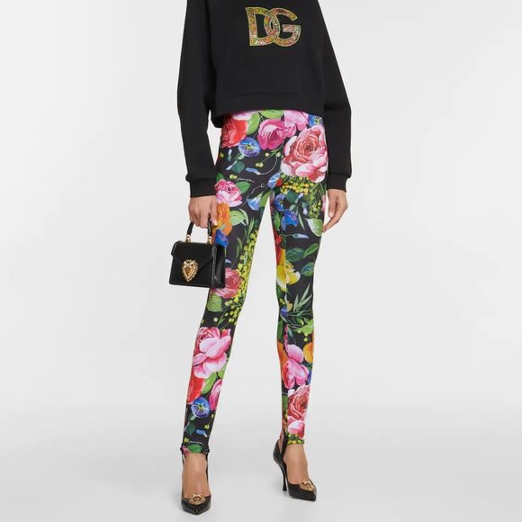 DOLCE&GABBANA Floral high-rise stirrup leggings - Picture 1 of 11